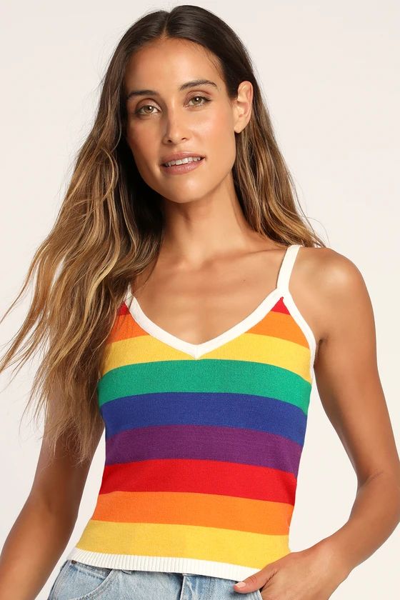 Color Me Yours Rainbow Striped Sweater Cami Tank | Lulus (US)