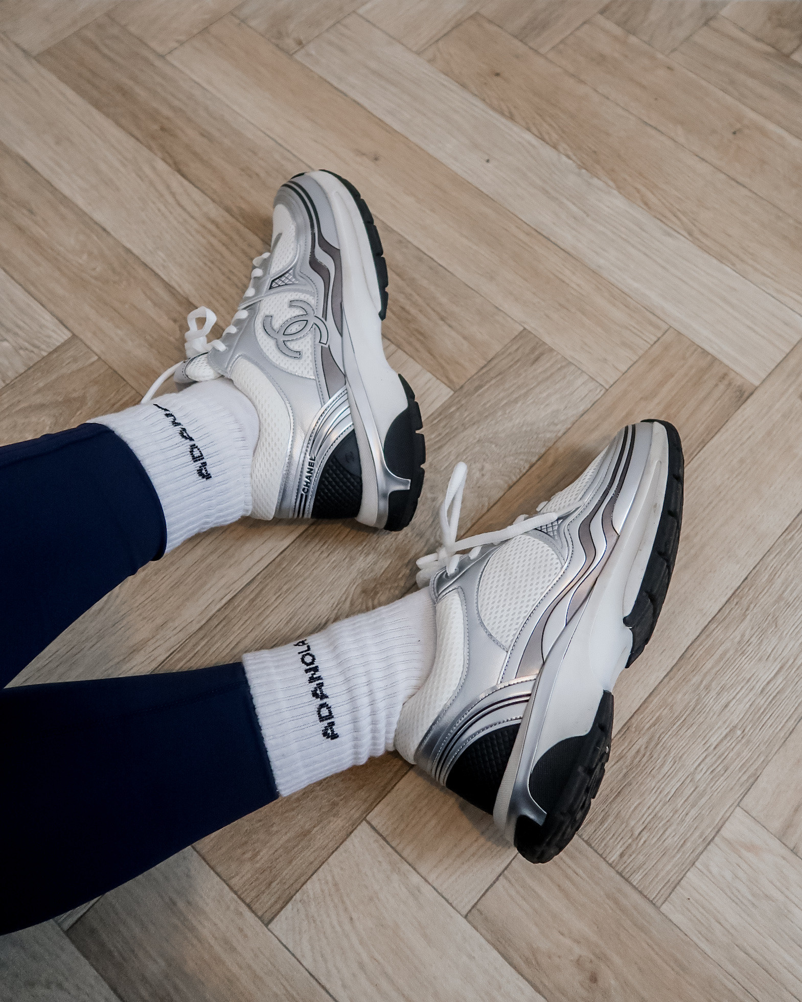 navy leggings set, Couture Club co-ord, navy sweatshirt and leggings outfit, Chanel silver trainers, Adanola socks, casual everyday outfit, off duty style, comfy chic, WFH outfit ideas, crossover leggings 

#LTKfitness #LTKspring #LTKuk