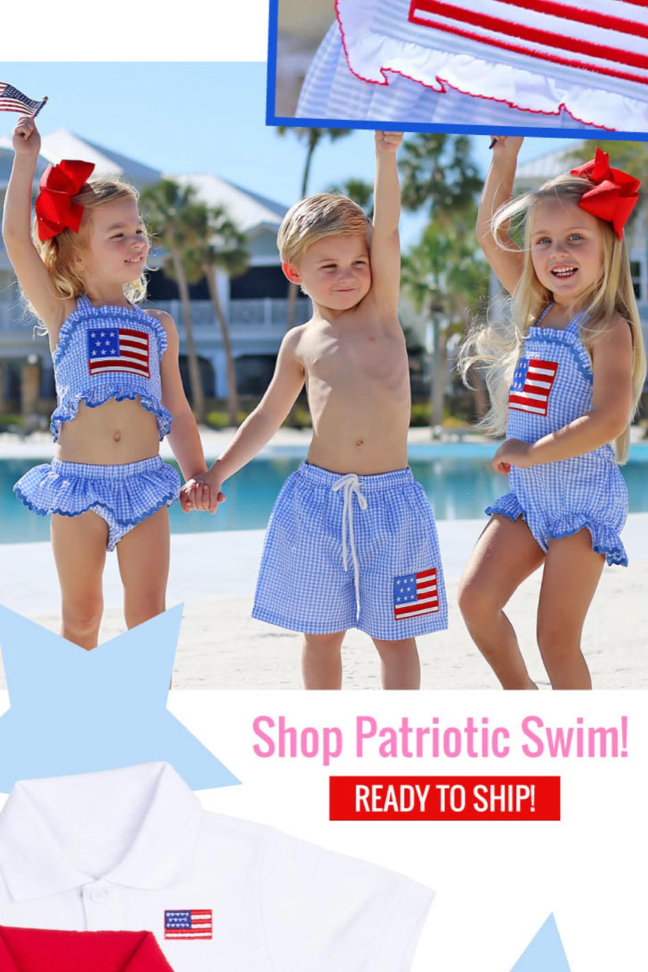 Patriotic swim just dropped!!! 🇺🇸 

#LTKkids
