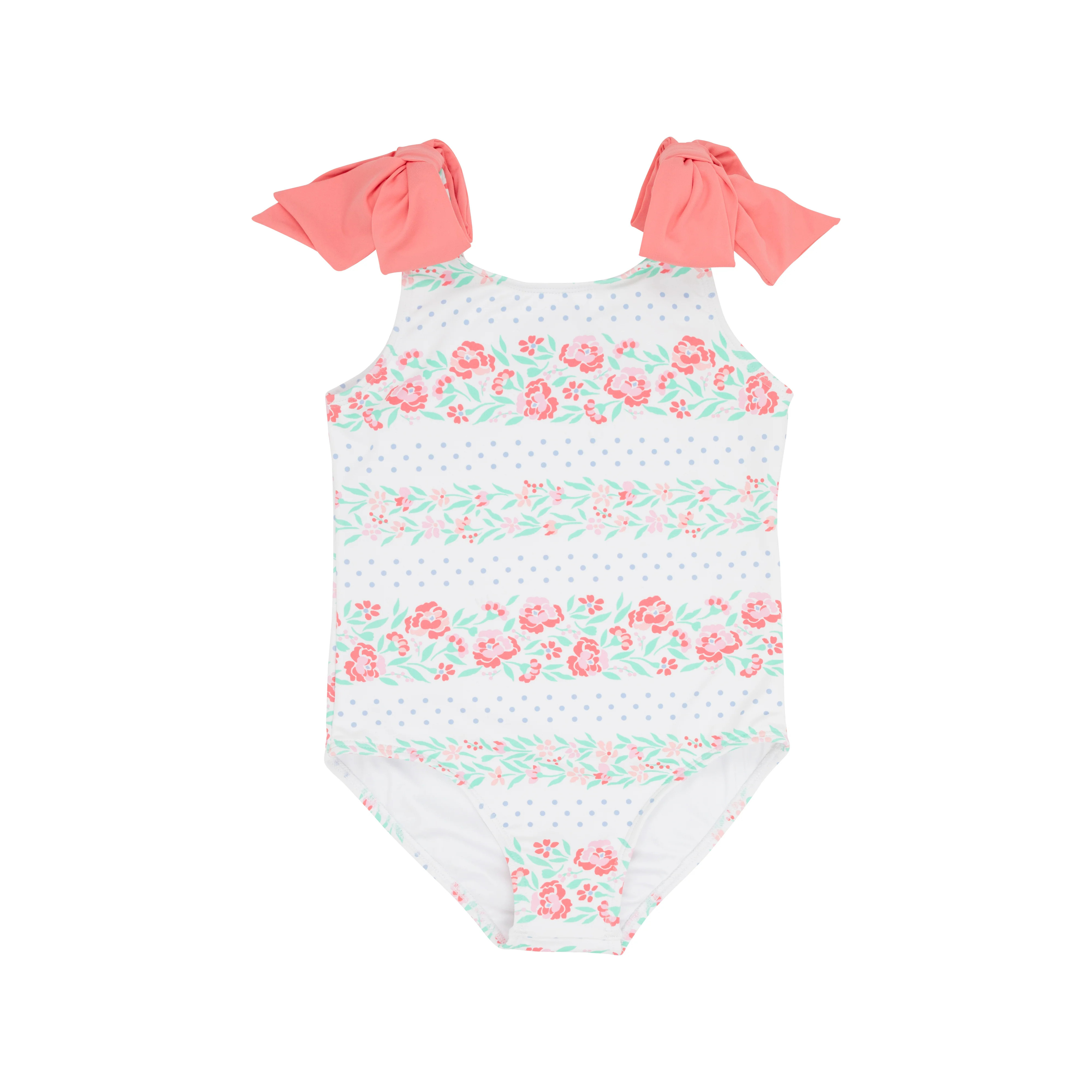 Edisto Beach Bathing Suit - Gasparilla Garlands with Parrot Cay Coral Bows | The Beaufort Bonnet Company