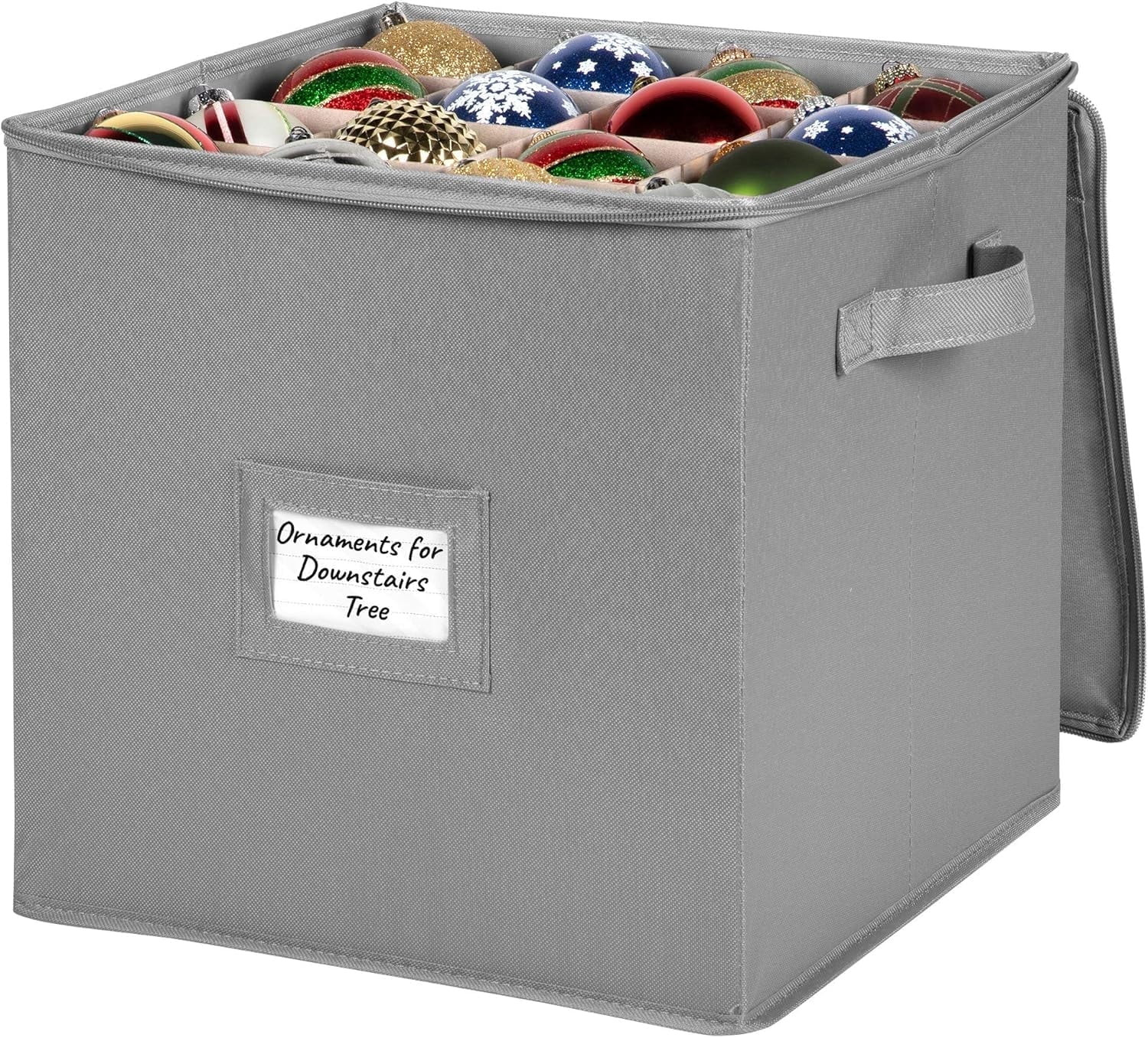 Hold N' Storage Christmas Ornaments Storage Box Polyester with Zipper, up to 64 -3" Ornaments - G... | Walmart (US)