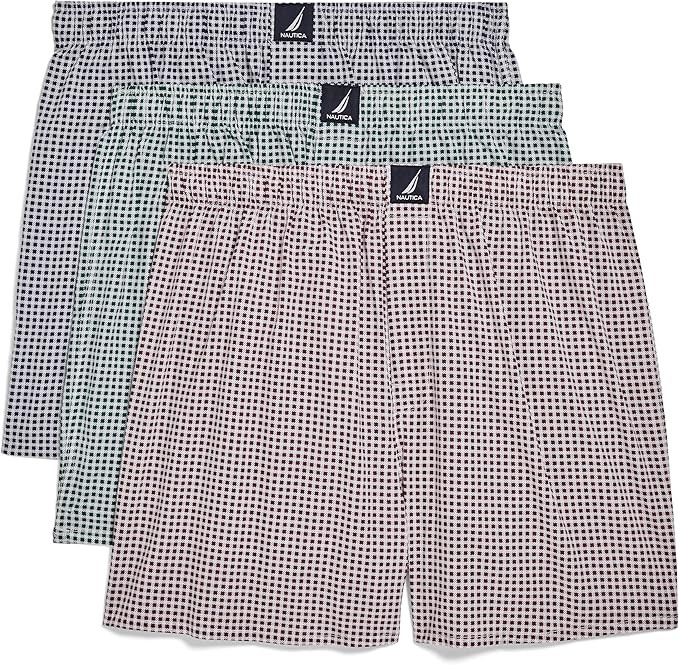 Nautica mens Cotton Woven 3 Pack Boxer | Amazon (US)