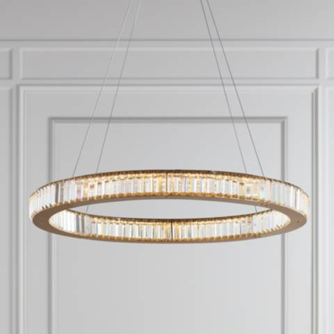 Possini Euro Vesta 35 1/2" Wide Gold Crystal LED Pendant Chandelier | Lamps Plus