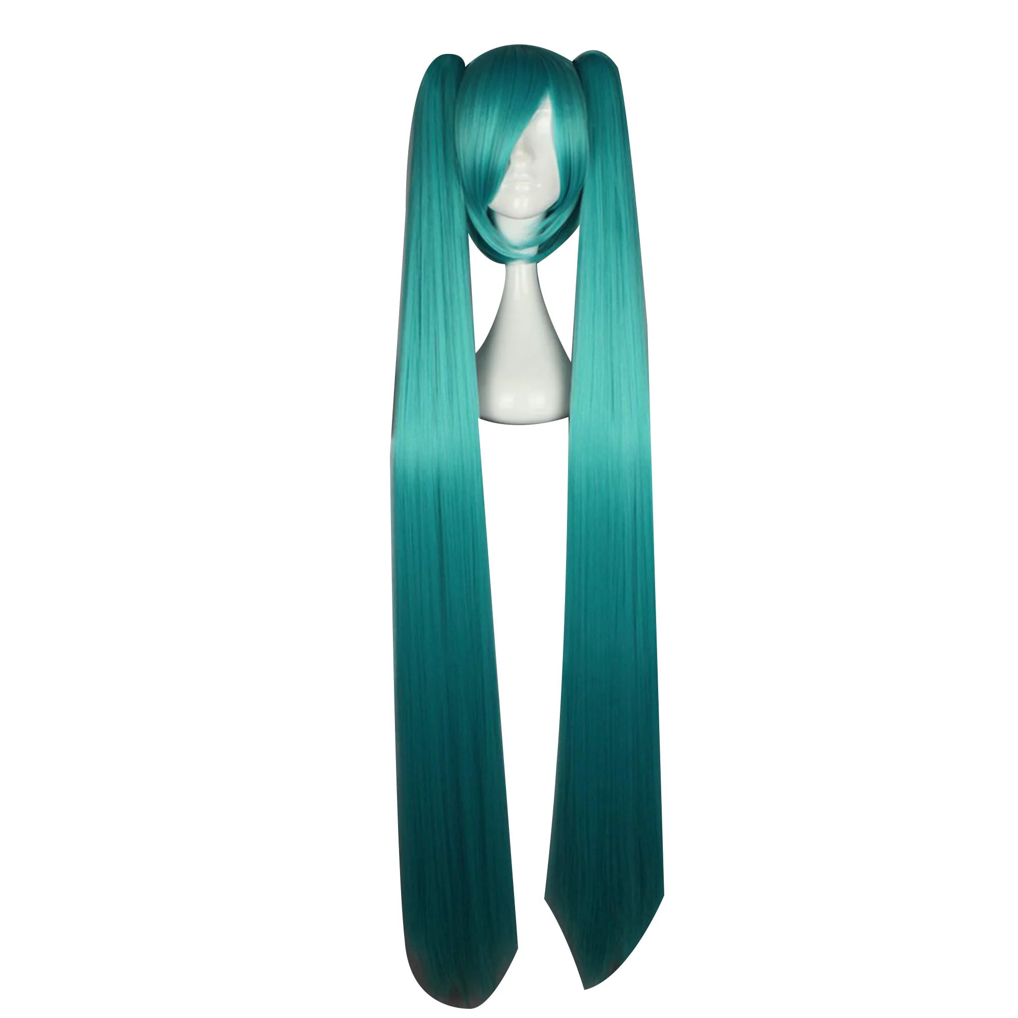 Unique Bargains Human Hair Wigs for Women Wigs with Wig Cap 51" Deep Blue Gradient Green | Walmart (US)