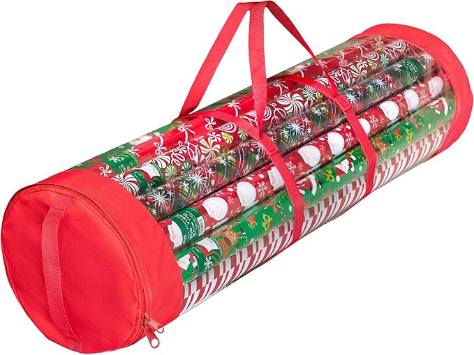 ZOBER Round Christmas Gift Wrapping Paper Organizer Storage - 40 Inch Gift Wrap Storage Container... | Amazon (US)