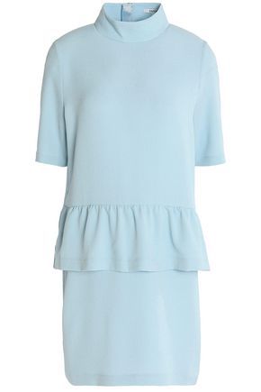 Ganni Woman Crepe Peplum Mini Dress Sky Blue Size 36 | The Outnet US