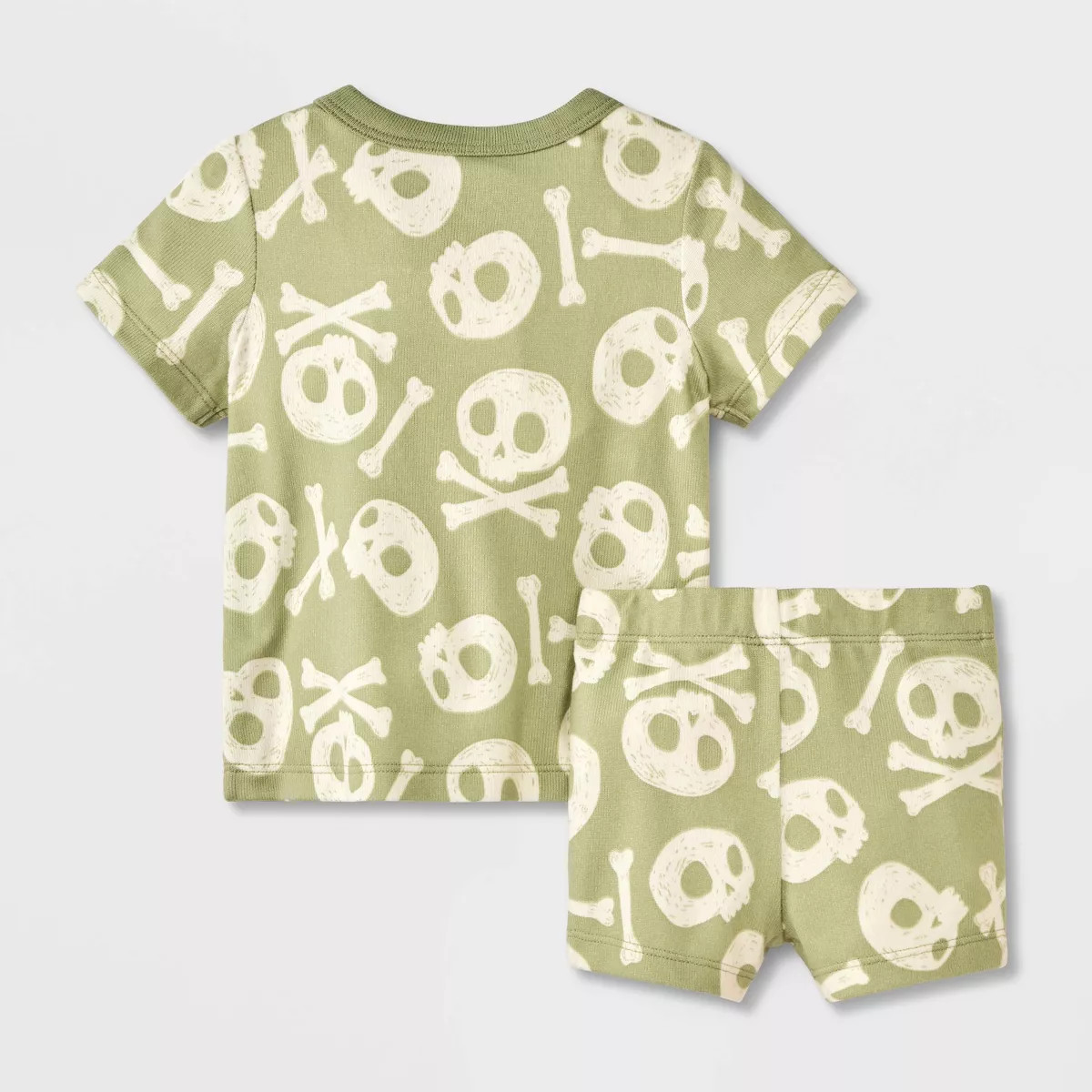 Baby 2pc Halloween Skull & Bones T-Shirt & Bloomer Set - Cat & Jack™ Green | Target