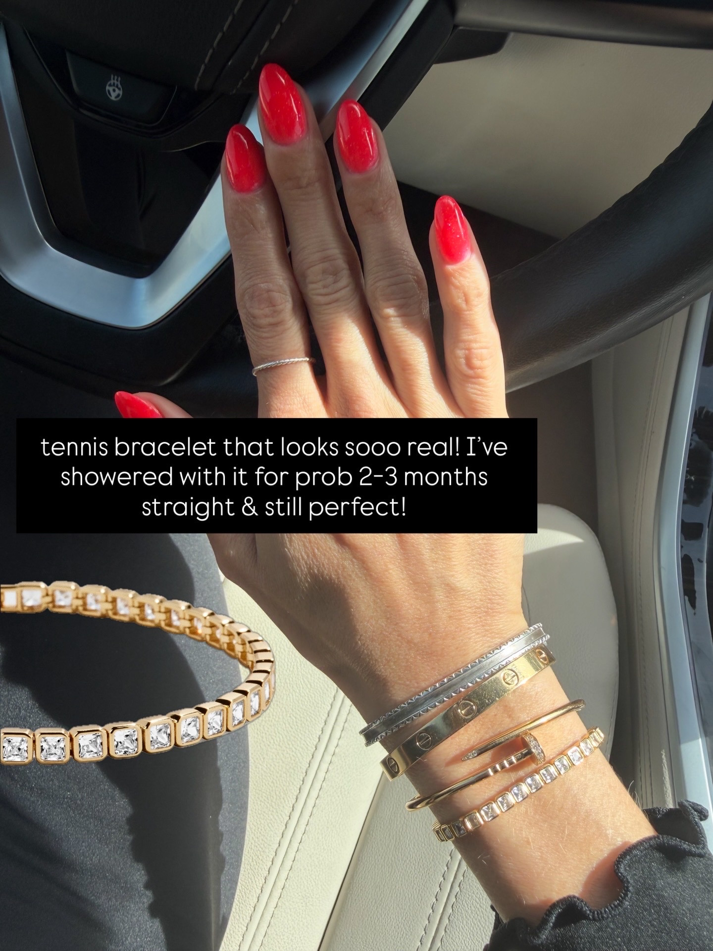 Tennis bracelet that looks real sic good quality 

#LTKgrwm #LTKootd #LTKSaleAlert