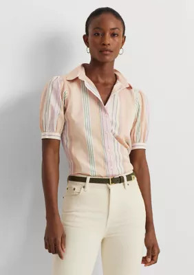 Lauren Ralph Lauren Women's Striped Broadcloth Puff Sleeve Shirt | Belk