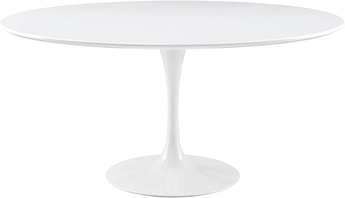 Modway Lippa 60" Mid-Century Modern Dining Table with Round Top and Pedestal Base in White | Amazon (US)