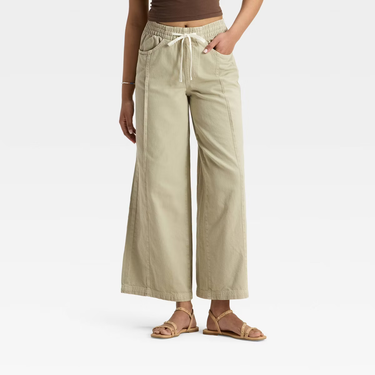 Women's High-Rise Drawstring Wide Leg Relaxed Fit Beach Pants - Universal Thread™ | Target