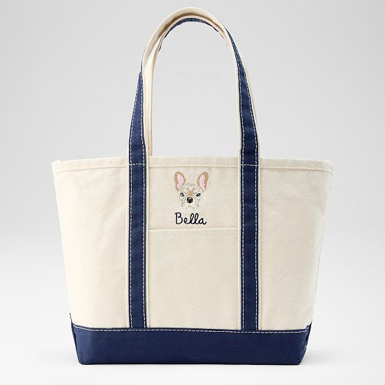 Embroidered Canvas Dog Tote, Frenchie | Mark and Graham