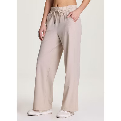 RBX Active Women's Ultra Lightweight Quick Drying Stretch Woven Wide Leg Trouser Scrub Pant with Pockets - Sand,L | Target