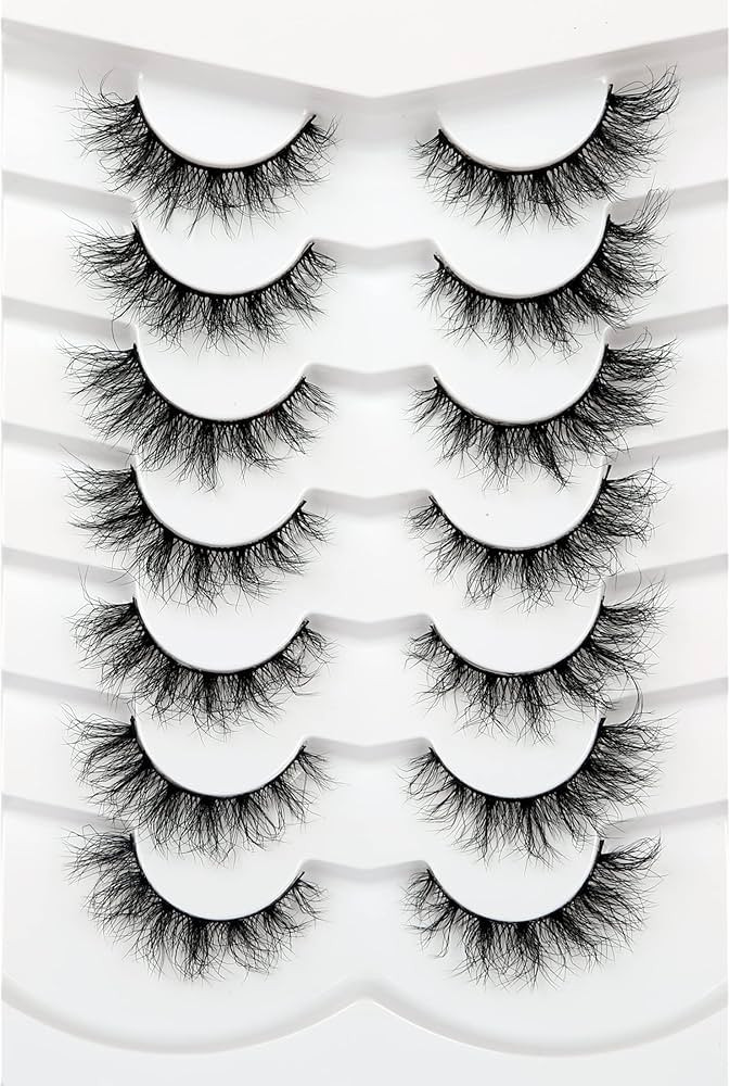 Pooplunch False Eyelashes Cat Eye Look Lightweight Natural Wispy 8D Volume Faux Mink Lashes Short... | Amazon (US)