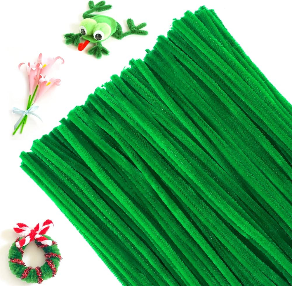 jijAcraft 200Pcs Pipe Cleaners Chenille Stems, Fluorescent Green Pipe Cleaners for Christmas DIY ... | Amazon (US)