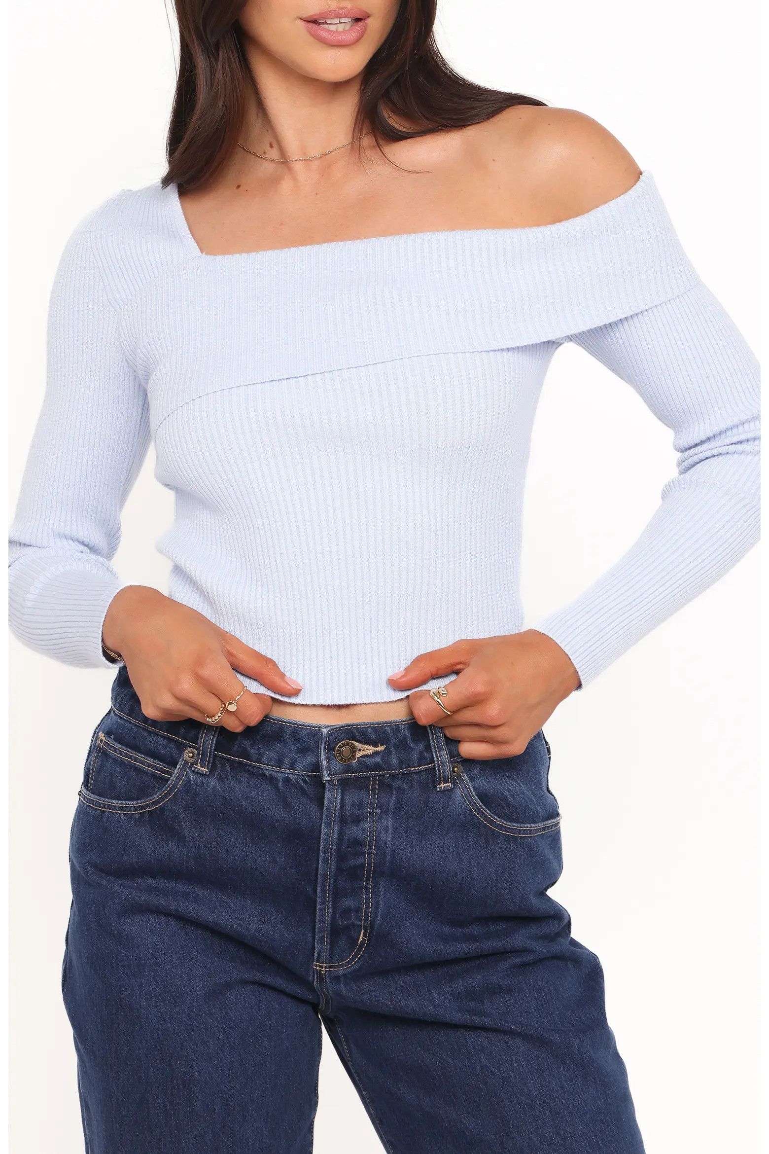 Petal & Pup Aleena One-Shoulder Rib Sweater in Oatmeal at Nordstrom, Size X-Small | Nordstrom