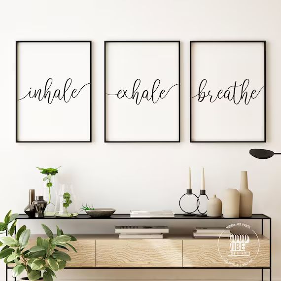 Set of 3 print Bedroom Wall Art Inhale Exhale Breathe Above | Etsy | Etsy (US)