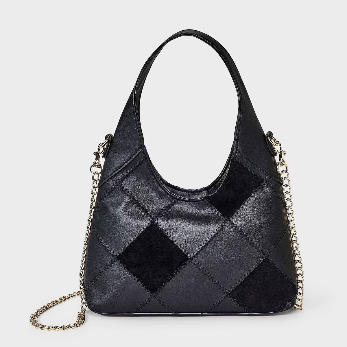 Square Patchwork Mini Slouchy Chain Handbag - Universal Thread™ Black | Target