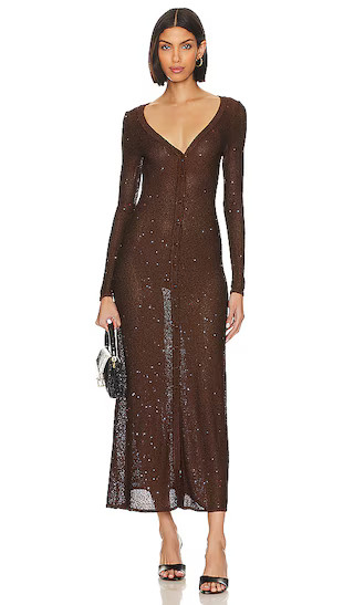 Rafael Cardigan Dress in Chocolate Shimmer | Revolve Clothing (Global)