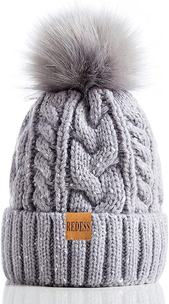 REDESS Women Winter Pompom Beanie Hat with Warm Fleece Lined, Thick Slouchy Snow Knit Skull Ski C... | Amazon (US)