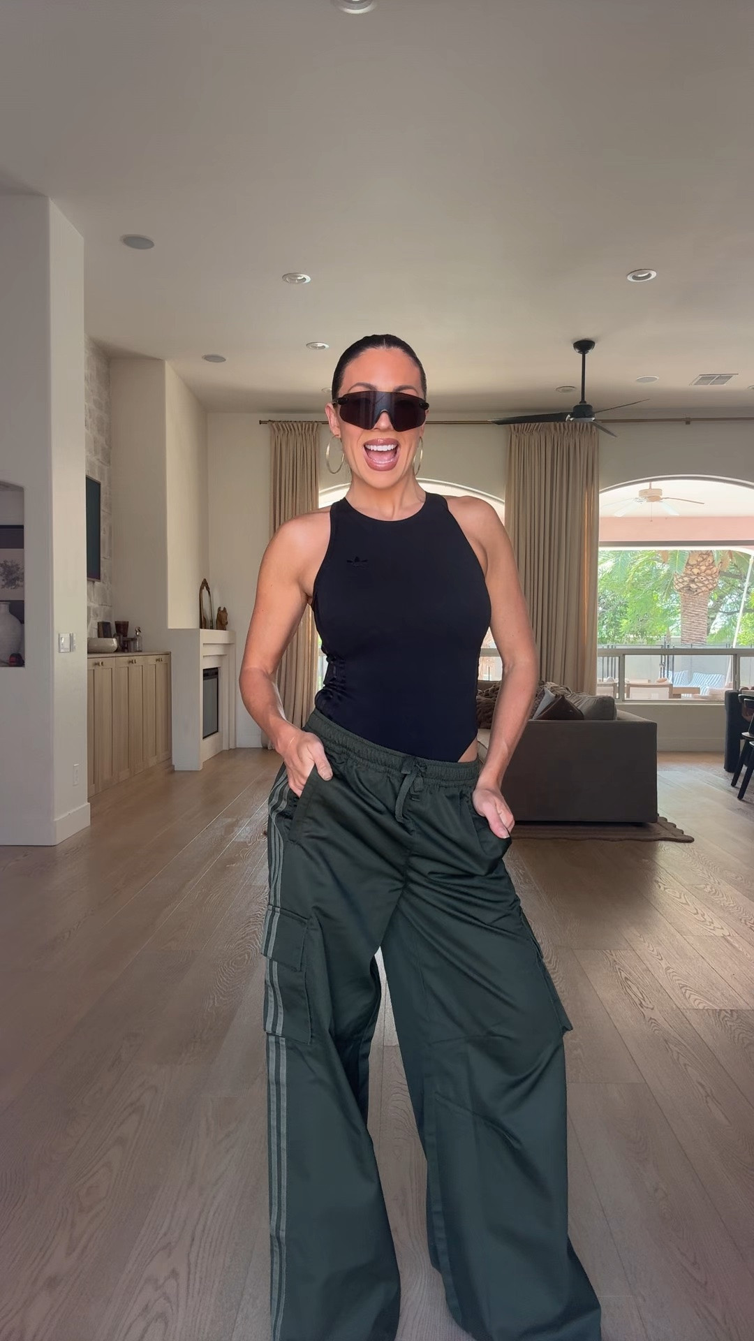 My new @adidas pieces styled! 
Size XS bodysuit 
Size XS cargo wide leg pants 
Size small sports bra 
Size small running shorts 
Size XS active dress

#LTKActive #LTKmorningroutine #LTKfitnessgoals