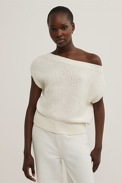 Textured Asymmetric Knit Tank Top | Witchery (AU)