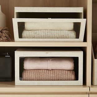 Linen Cambridge Drop-Front Sweater Box | The Container Store