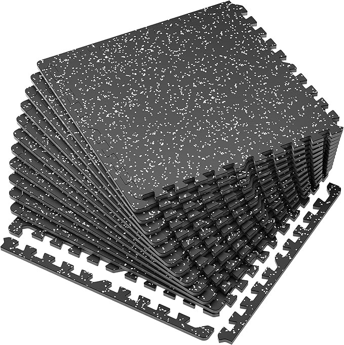 SUPERJARE 0.56'' Thick 12 Pcs 48 Sq Ft Rubber Top Exercise Equipment Mats, High Density EVA Foam ... | Amazon (US)