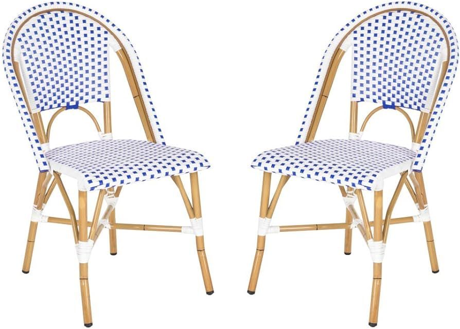 Safavieh Home Collection Hooper Indoor-Outdoor Stacking Side Chairs | Blue & White | Set of 2 | Amazon (US)
