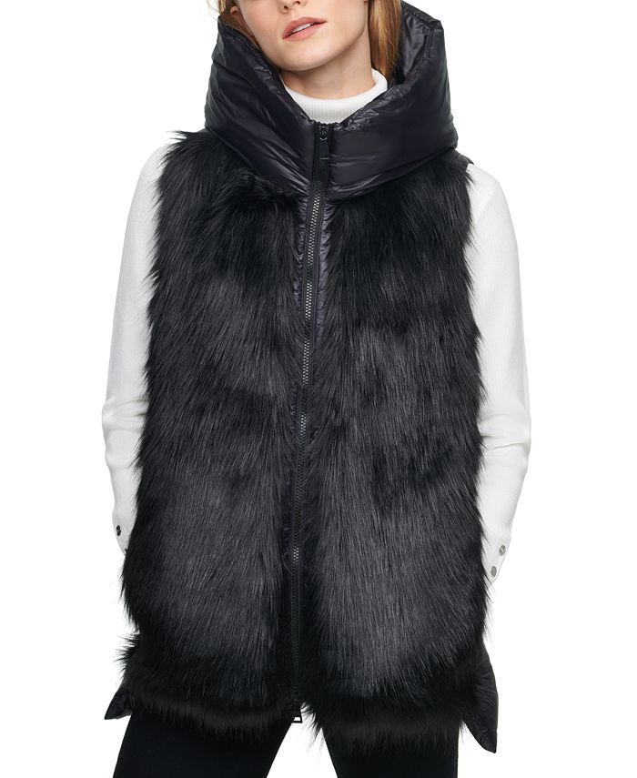 DKNY Hooded Faux-Fur Puffer Vest & Reviews - Coats & Jackets - Women - Macy's | Macys (US)