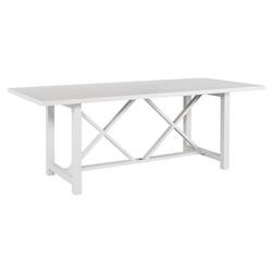 Shanne French White Aluminum Rectangular Classic Outdoor Dining Table - 84"W | Kathy Kuo Home