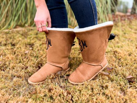 Marley Lilly Monogrammed Sherpa Tie Booties // UNDER $35! Normally $60. // winter outfit // new years // boots // duck boots // winter shoes

#LTKunder100 #LTKshoecrush #LTKsalealert