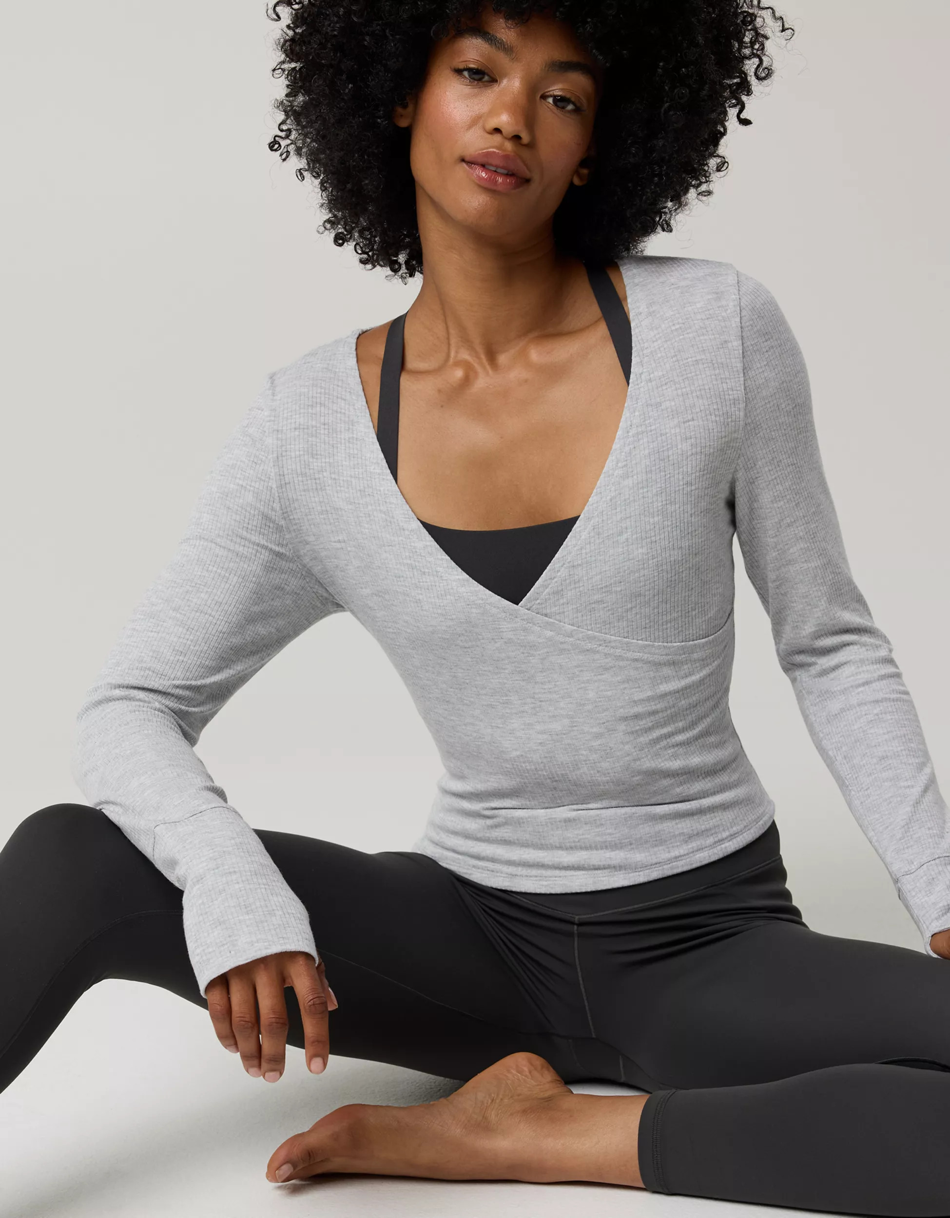 OFFLINE By Aerie Thumbs Up Ribbed Wrap Top | Aerie