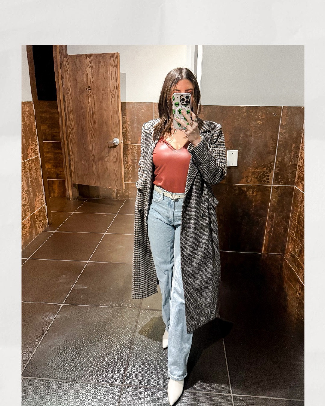 Mixing timeless pieces with a little edge—because who says neutral tones can’t have a pop of personality? 

A sleek houndstooth coat, a rich satin top, and the perfect pair of denim make this look effortlessly polished. 

And let’s not forget the white boots bringing the drama. 

Who else loves a power coat moment? 

#ChicLayers #EffortlessEdge #TimelessWithATwist

#LTKShoeCrush #LTKFindsUnder100 #LTKStyleTip