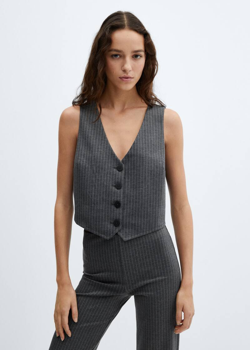 Geknöpfte crop-weste -  Damen | Mango Deutschland | MANGO (DE)