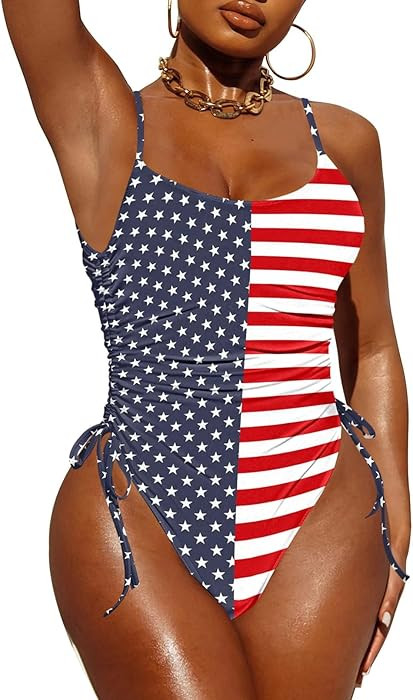 Pink Queen Womens One Piece Swimsuit Ruched High Cut Tummy Control Bathing Suit | Amazon (US)
