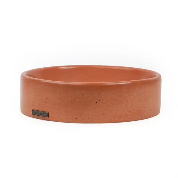 minimiamiterracotta1 Concretti Designs 13.5'' Orange Concrete Circular Vessel Bathroom Sink | Wayfair North America