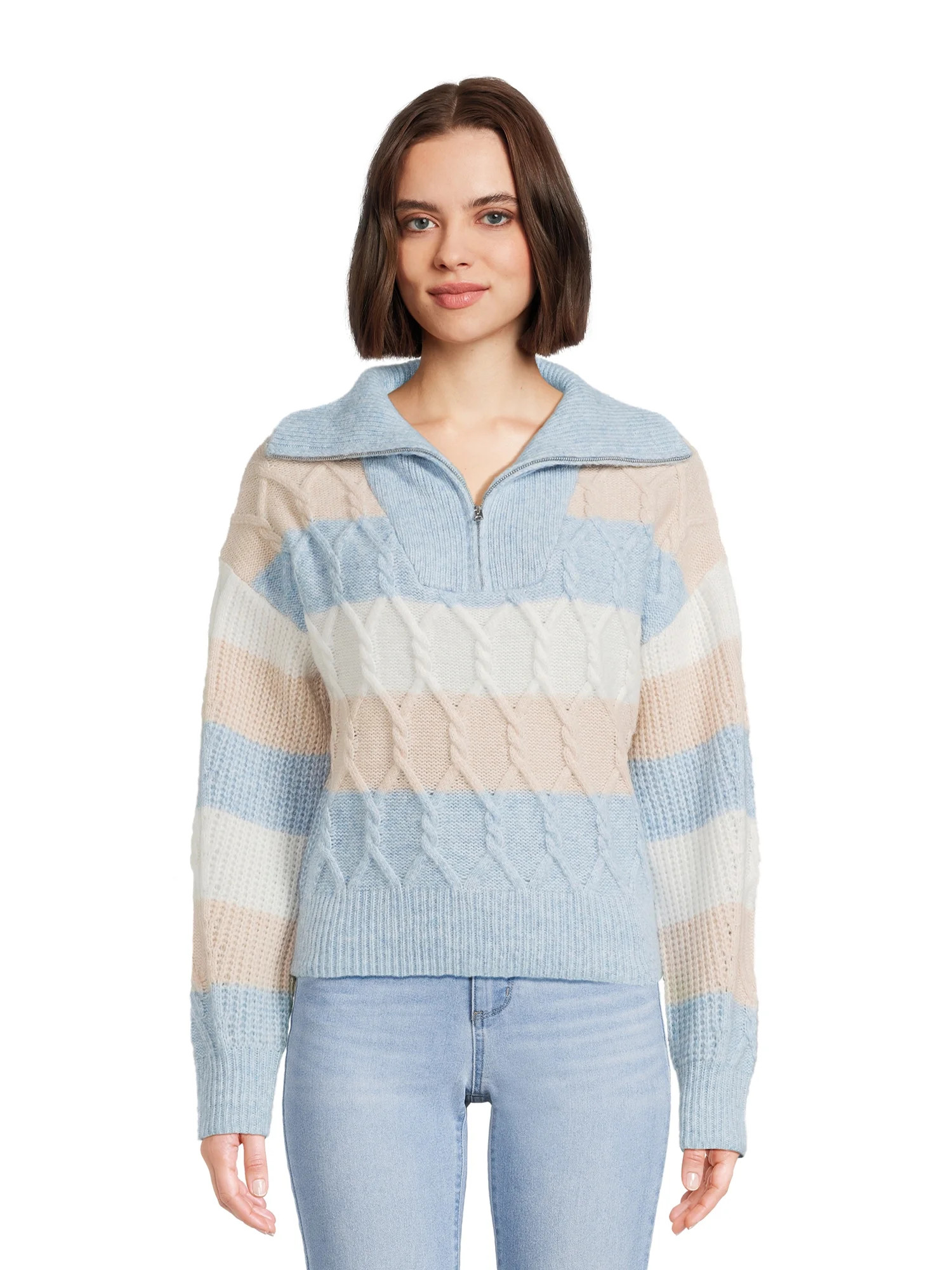 No Boundaries Juniors' Zip Neck Sweater, Midweight, Sizes XS-XXXL | Walmart (US)
