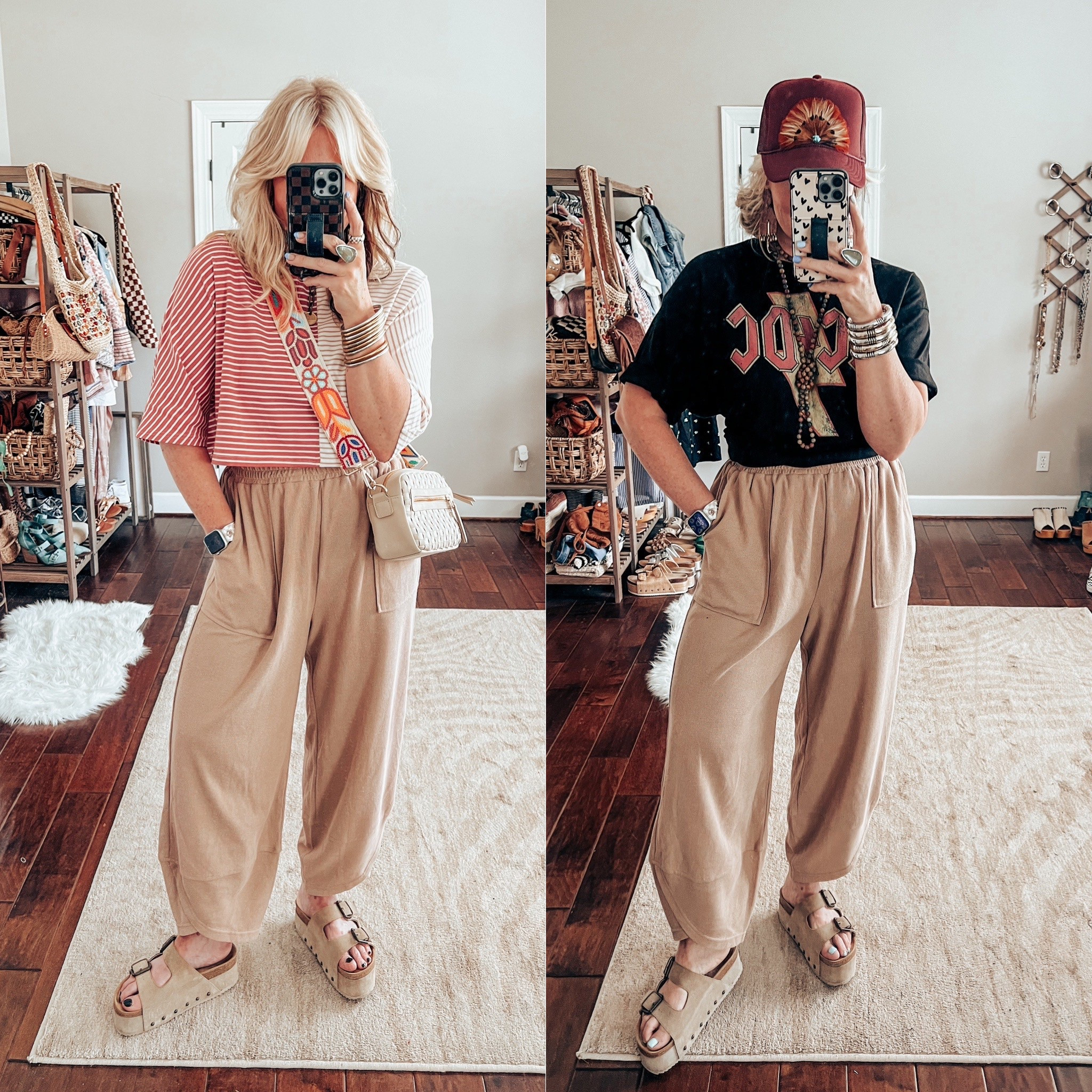 These boho style pants are the best and so comfy!! 
Pants - M
Crop top - 
Graphic tee - L Converse
Platform Sandals - True to size 

#LTKFindsUnder50 #LTKStyleTip #LTKOver40