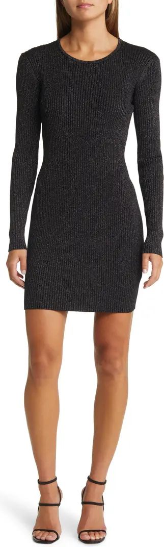 Open Edit Sparkle Long Sleeve Sweater Minidress | Nordstrom | Nordstrom