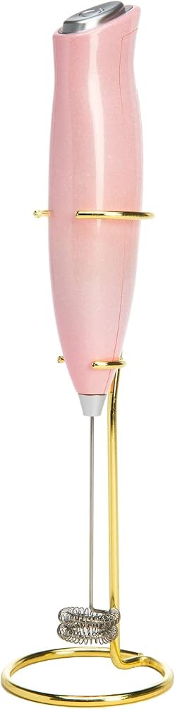 Paris Hilton Electric Handheld Milk Frother with Double Coil Head Whisk and Gold Metal Stand, Bat... | Amazon (US)