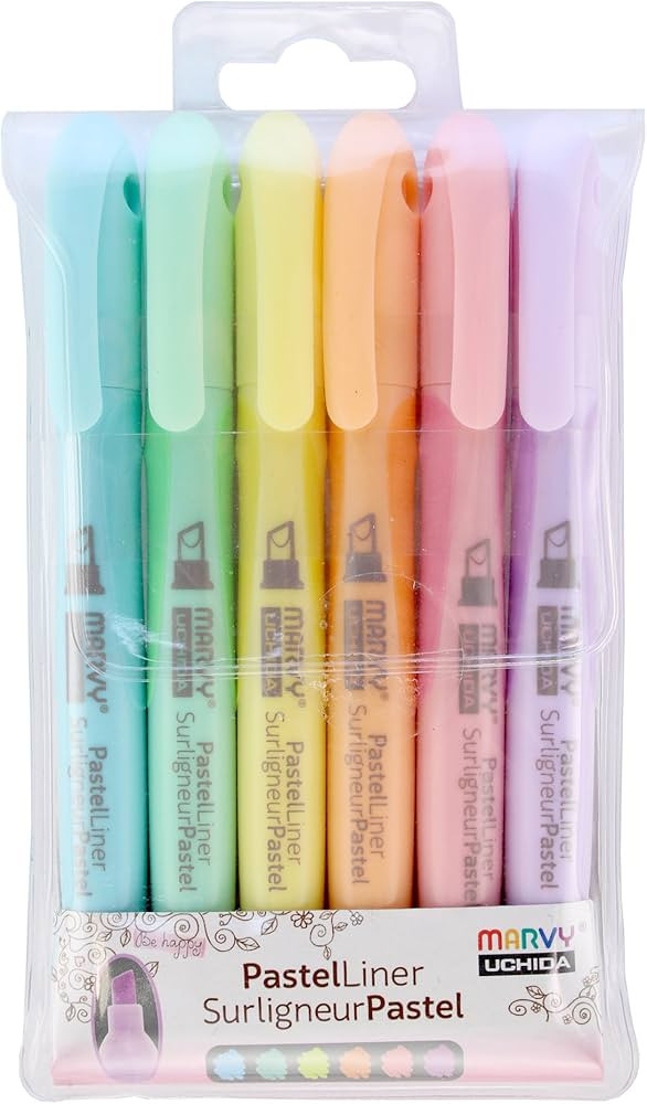 Marvy Uchida 8000-6P Pastel Liner Pen Set, Large Tip, Multiple Colors | Amazon (US)