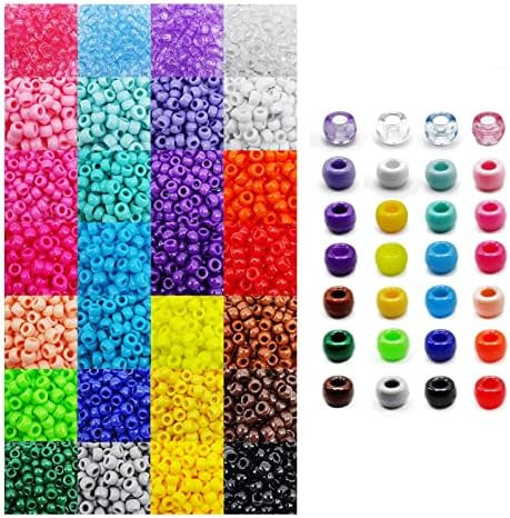 4200Pcs Pony Beads, 28 Colors Rainbow Kandi Beads for Hair Braiding, Plastic Pony Beads Bulk for ... | Amazon (US)