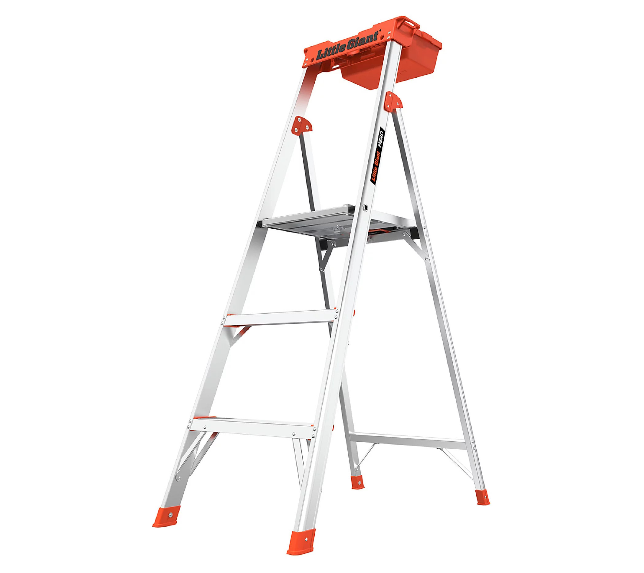 Little Giant Hero 5' Lightweight Step Ladder w/ Utility Box | QVC