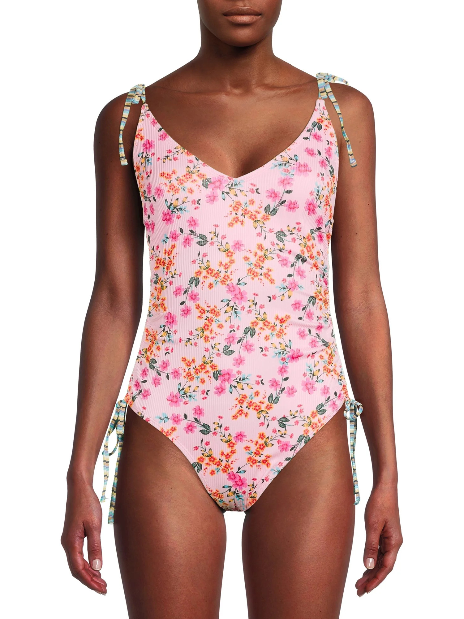 No Boundaries Juniors' Rib Knit Printed One Piece Swimsuit - Walmart.com | Walmart (US)