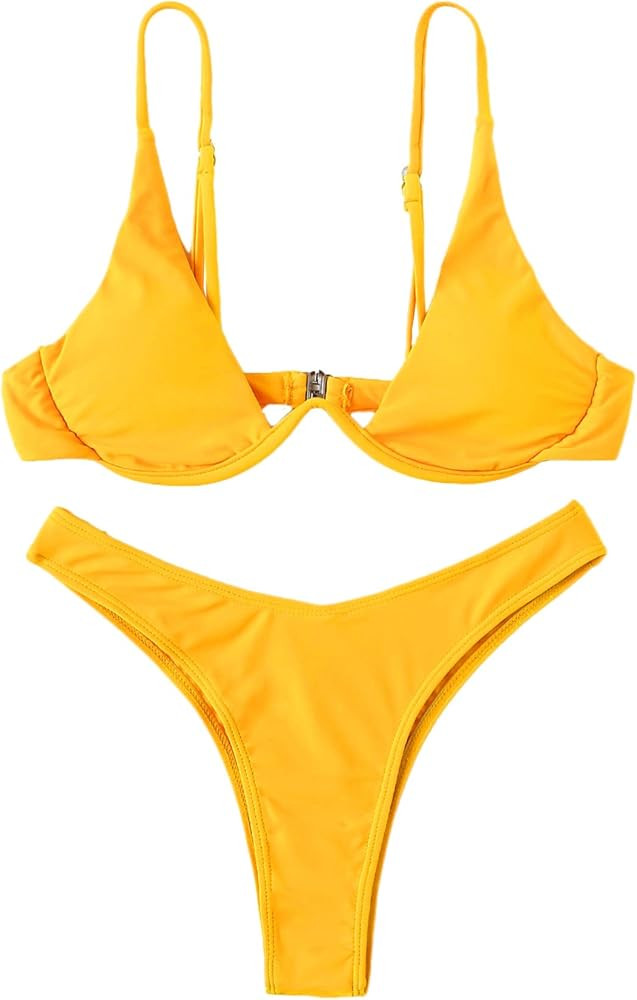Verdusa Women's Sexy Triangle Bathing Two Pieces Swimsuit Bikini Set | Amazon (US)