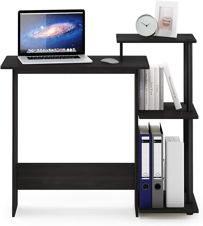 Furinno Efficient Home Laptop Notebook Computer Desk with Square Shelves, Espresso/Black | Amazon (US)