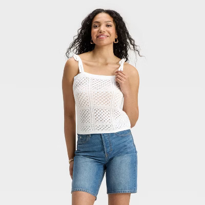 Women's Openwork Sweater Tank - Universal Thread™ White | Target