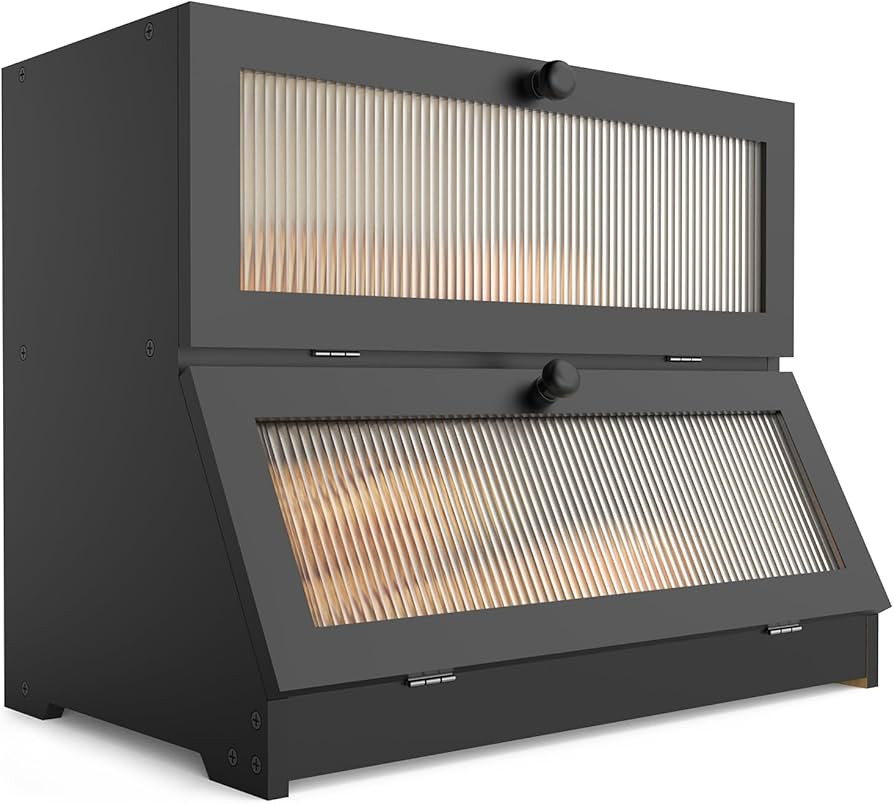 Double Layer Bamboo Bread Box for Kitchen Counter-Large Capacity Bread Storage Container Farmhous... | Amazon (US)