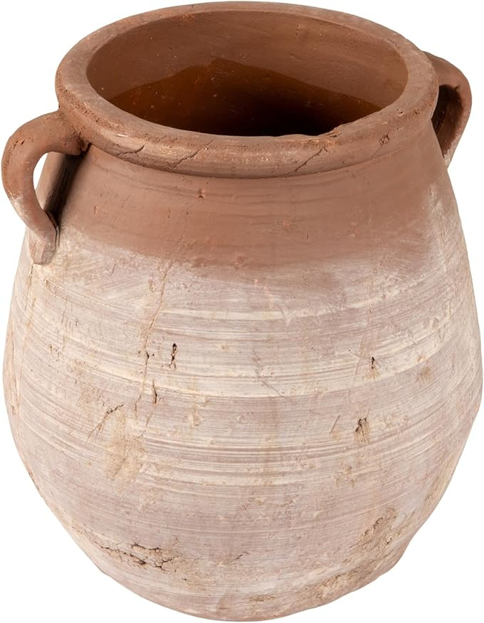 Creative Co-Op Large Orange & Whitewashed Terracotta Urn | Amazon (US)